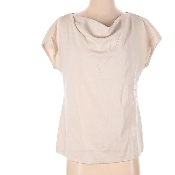St. John Cream Wool Blend Waterfall Neck Short Sleeve Top - Small / S - Picture 1 of 7